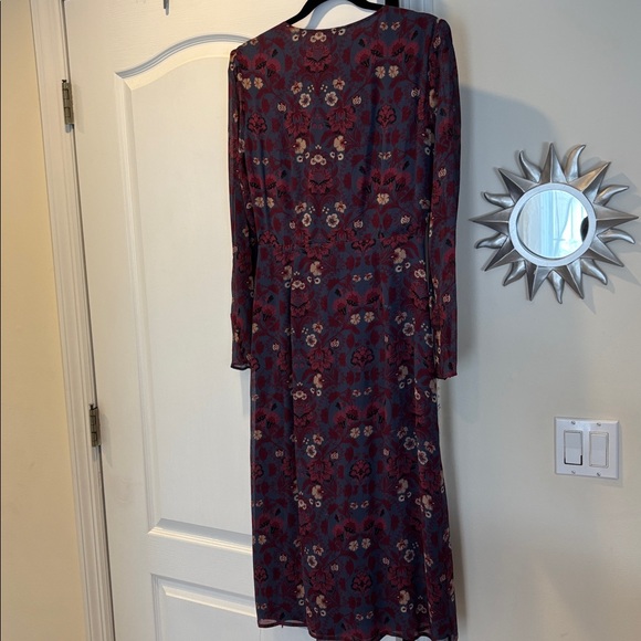 PAIGE Burgundy Floral Long Sleeve Dress-S - Picture 4 of 12